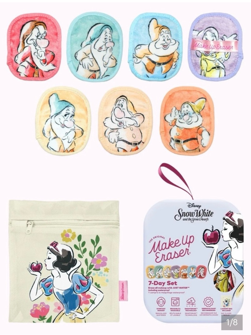 Sweet Snow White & 7 Dwarfs The Original Makeup Eraser w/ Bag. NEW NIB!$25